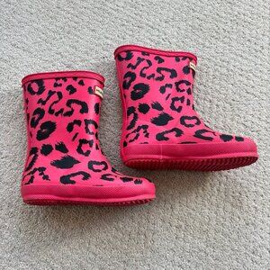 Hunter pink leopard rain boots